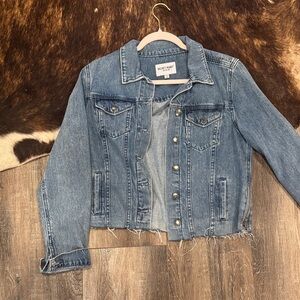Velvet Heart Medium Blue Distressed Crop Jean Jacket
